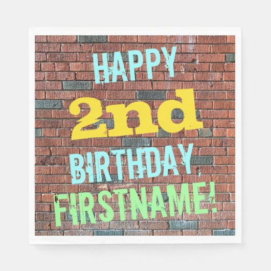 Serviette En Papier Graffiti murale en briques inspiré 2e anniversaire (Devant)