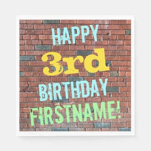 Serviette En Papier Graffiti murale en briques inspiré 3ème anniversai (Devant)