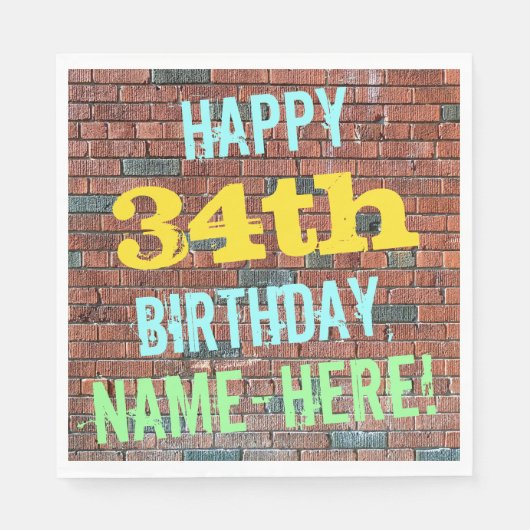 Serviette En Papier Graffiti muraux de briques inspiré 34ème anniversa (Devant)