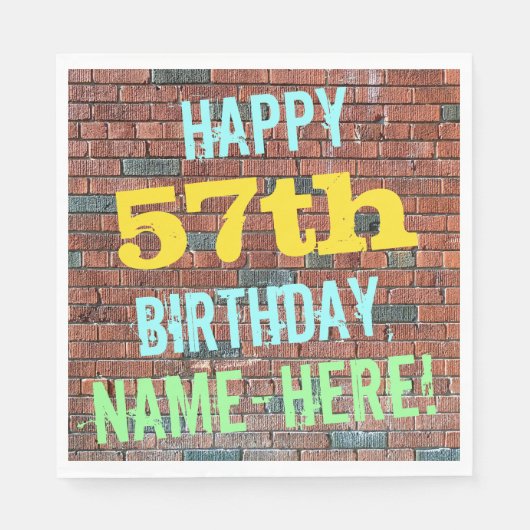 Serviette En Papier Graffiti muraux de briques inspiré 57ème anniversa (Devant)