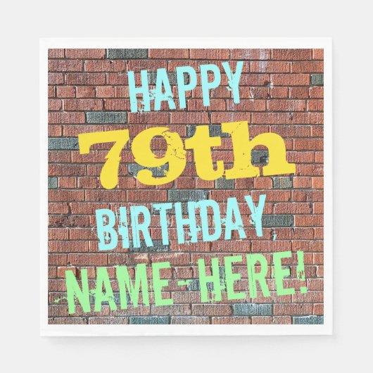 Serviette En Papier Graffiti muraux de briques inspiré 79e anniversair (Devant)