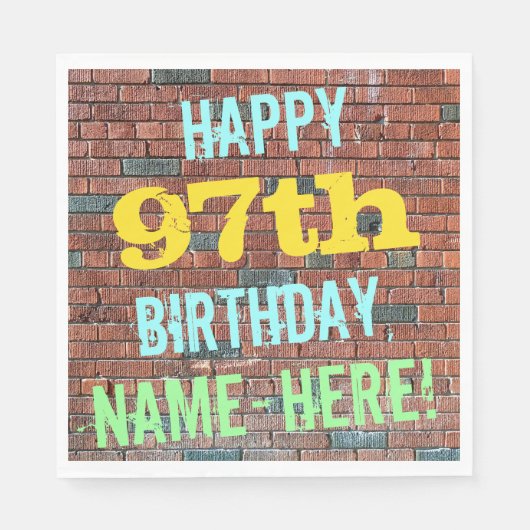 Serviette En Papier Graffiti muraux de briques inspiré 97ème anniversa (Devant)