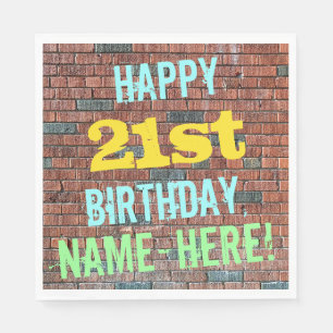 Serviette En Papier Graffiti muraux en briques inspiré 21ème anniversa