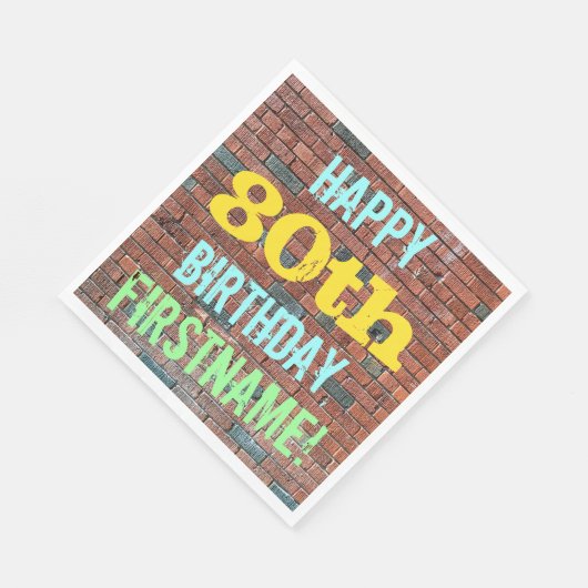 Serviette En Papier Graffiti muraux en briques inspiré 80e anniversair (Coin)