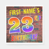 Serviette En Papier Graffiti Rainbow Look 23E ANNIVERSAIRE! + Nom pers (Devant)