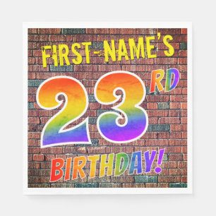 Serviette En Papier Graffiti Rainbow Look 23E ANNIVERSAIRE! + Nom pers