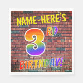 Serviette En Papier Graffiti Rainbow Look 3E ANNIVERSAIRE! + Nom perso (Devant)