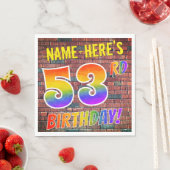 Serviette En Papier Graffiti Rainbow Look 53E ANNIVERSAIRE! + Nom pers (En situation)