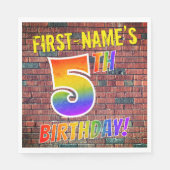 Serviette En Papier Graffiti Rainbow Look 5E ANNIVERSAIRE! + Nom perso (Devant)