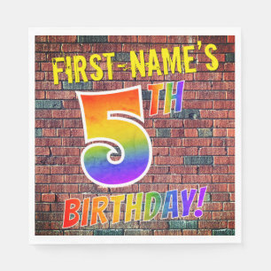 Serviette En Papier Graffiti Rainbow Look 5E ANNIVERSAIRE! + Nom perso
