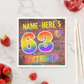 Serviette En Papier Graffiti Rainbow Look 63E ANNIVERSAIRE! + Nom pers (En situation)