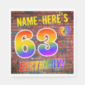Serviette En Papier Graffiti Rainbow Look 63E ANNIVERSAIRE! + Nom pers (Devant)