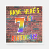 Serviette En Papier Graffiti Rainbow Look 7E ANNIVERSAIRE! + Nom perso (Devant)