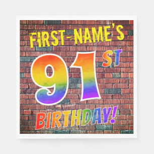 Serviette En Papier Graffiti Rainbow Look 91E ANNIVERSAIRE! + Nom pers