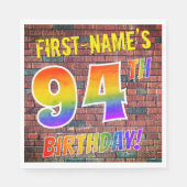 Serviette En Papier Graffiti Rainbow Look 94E ANNIVERSAIRE! + Nom pers (Devant)