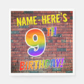 Serviette En Papier Graffiti Rainbow Look 9E ANNIVERSAIRE! + Nom perso (Devant)