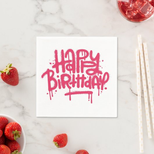 Serviette En Papier Graffiti Spray Joyeux Cadeaux d'anniversaire Love  (En situation)