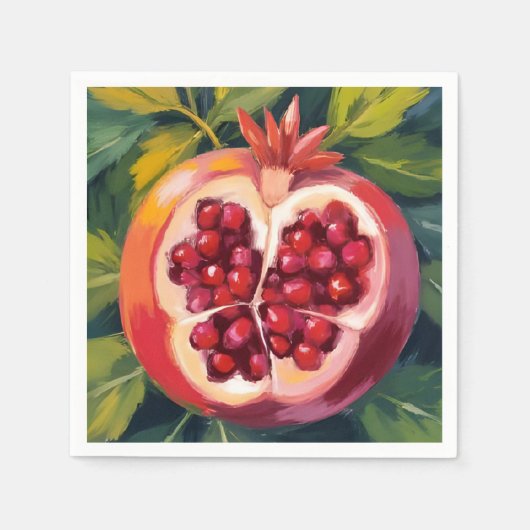 Serviette En Papier Graines de Grenade | Peinture de Fruit (Devant)