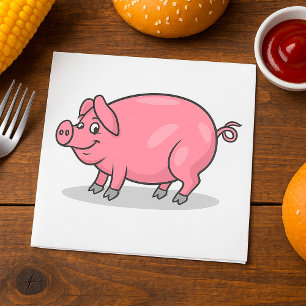 Serviette En Papier Grand Cochon Rose