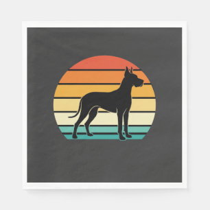 Serviette En Papier Grand Danois Rétro Coucher de Soleil Silhouette de
