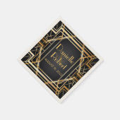 Serviette En Papier Grand Gatsby Art Déco Mariage Personnalisé Napkin (Coin)