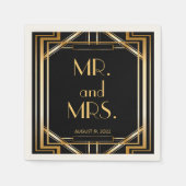 Serviette En Papier Grand Gatsby Art Déco Mariage Personnalisé Napkin (Devant)