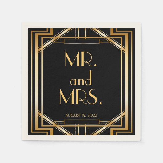 Serviette En Papier Grand Gatsby Art Déco Mariage Personnalisé Napkin (Devant)