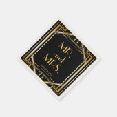 Serviette En Papier Grand Gatsby Art Déco Mariage Personnalisé Napkin (Coin)