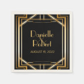Serviette En Papier Grand Gatsby Art Déco Mariage Personnalisé Napkin (Devant)