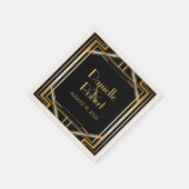 Serviette En Papier Grand Gatsby Art Déco Mariage Personnalisé Napkin (Coin)