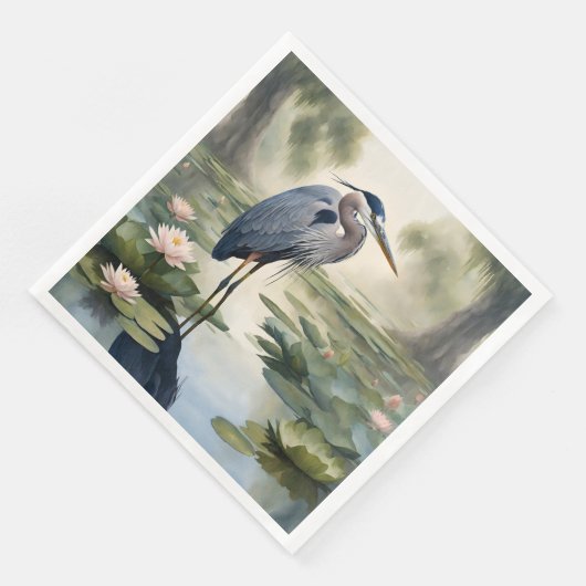 Serviette En Papier Grand héron bleu (Coin)