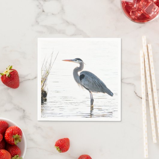 Serviette En Papier Grand Héron Bleu - Lecture (En situation)