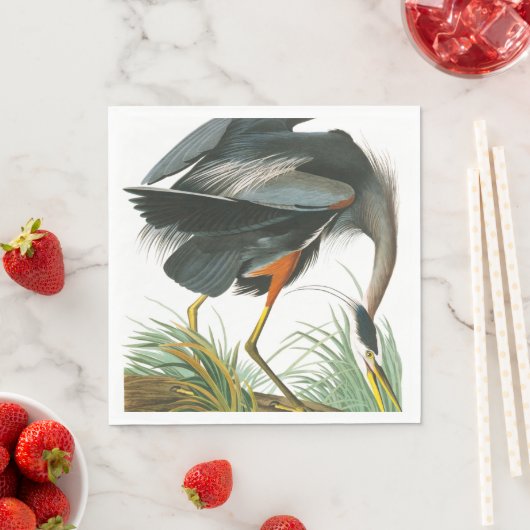 Serviette En Papier Grand héron bleu par John James Audubon (En situation)