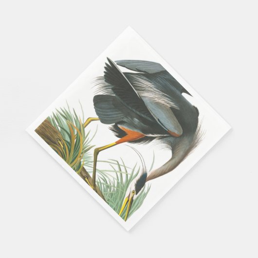 Serviette En Papier Grand héron bleu par John James Audubon (Coin)