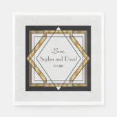 Serviette En Papier Grand Mariage Gatsby Gold White Art Déco (Devant)
