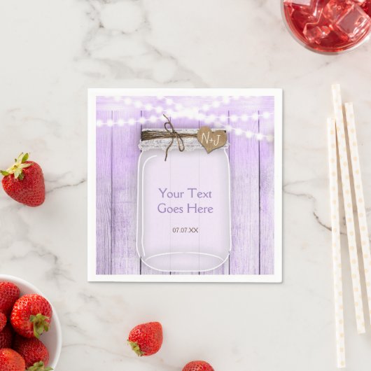 Serviette En Papier Grand Mason Jar & Lumineuses Lavande violet Russe (En situation)