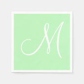 Serviette En Papier Grand monogramme blanc élégant | Mint Pastel (Devant)