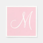 Serviette En Papier Grand monogramme blanc élégant | Pastel Pink (Devant)