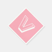 Serviette En Papier Grand monogramme blanc moderne | Bébé rose (Coin)