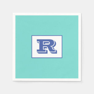 Serviette En Papier Grand monogramme bleu en gras avec contour clair s