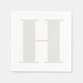 Serviette En Papier Grand Monogramme initial gris clair neutre (Devant)
