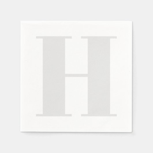 Serviette En Papier Grand Monogramme initial gris clair neutre (Devant)