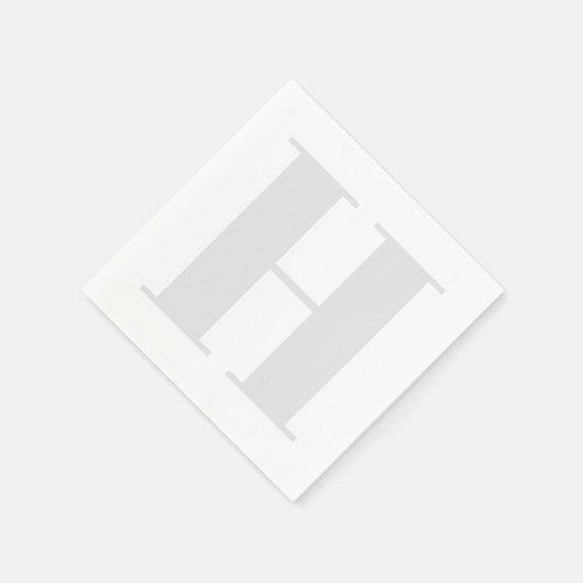 Serviette En Papier Grand Monogramme initial gris clair neutre (Coin)