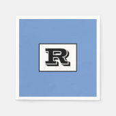 Serviette En Papier Grand Monogramme noir en gras, bleu (Devant)