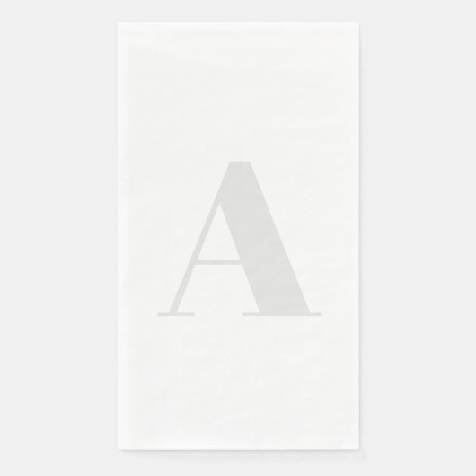 Serviette En Papier Grand Monogramme Tout gris clair neutre initial (Devant)