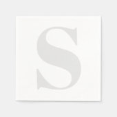 Serviette En Papier Grand Monogramme Tout gris clair neutre initial (Devant)