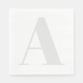 Serviette En Papier Grand Monogramme Tout gris clair neutre initial (Devant)