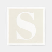 Serviette En Papier Grand Monogramme Toute Initiale sur Beige Neutre (Devant)