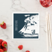 Serviette En Papier Grand navire et nuages Nautique (En situation)