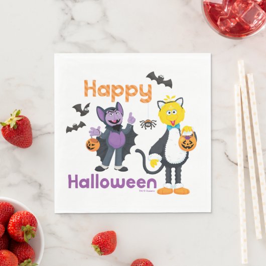 Serviette En Papier Grand oiseau et nombre | Joyeux Halloween (En situation)
